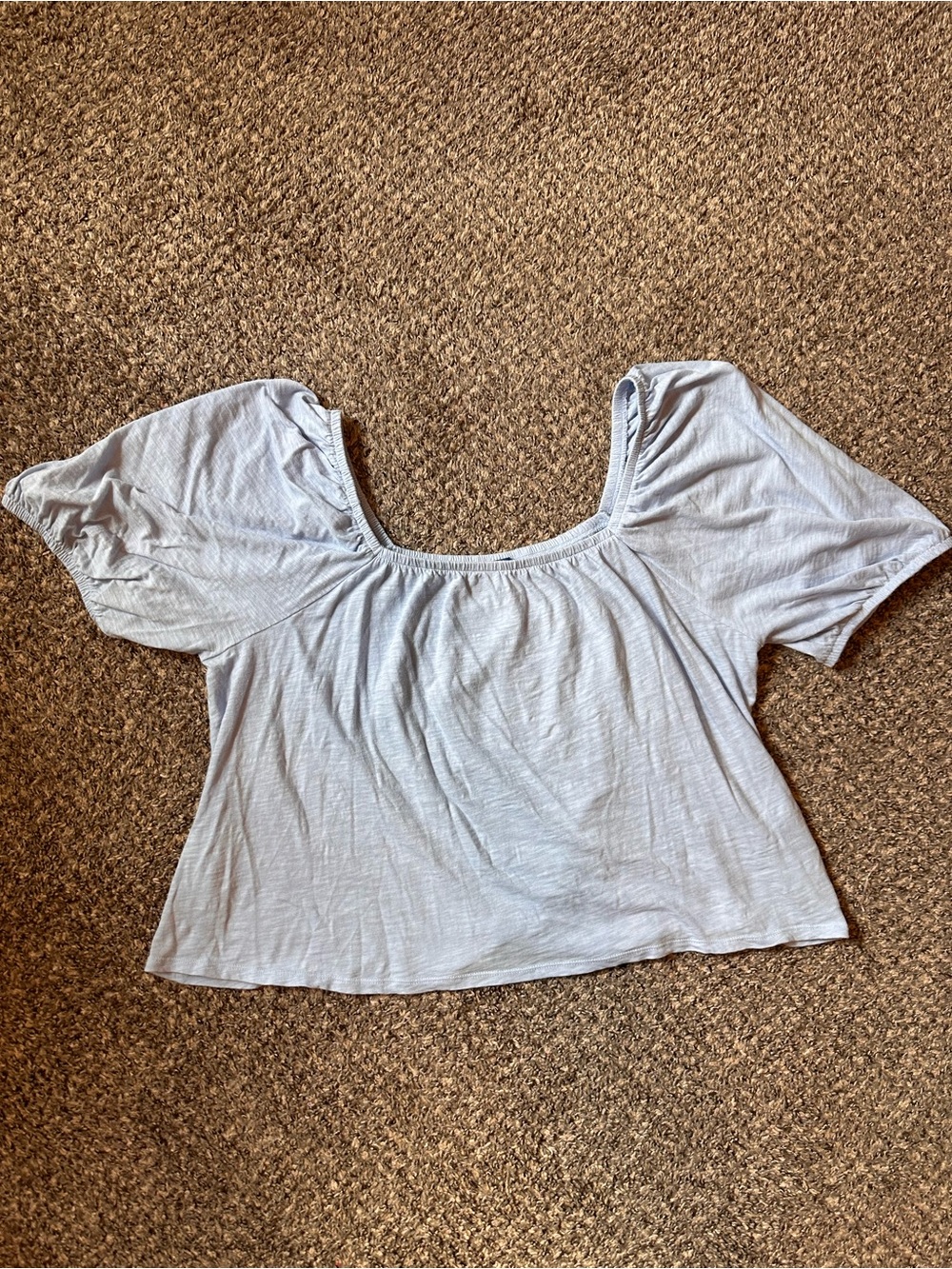 Old Navy Light Blue Square Neck Boxy Crop Top